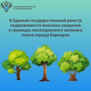 В Единый государственный реестр недвижимости внесены сведения  о границах лесопаркового зеленого пояса города Барнаула